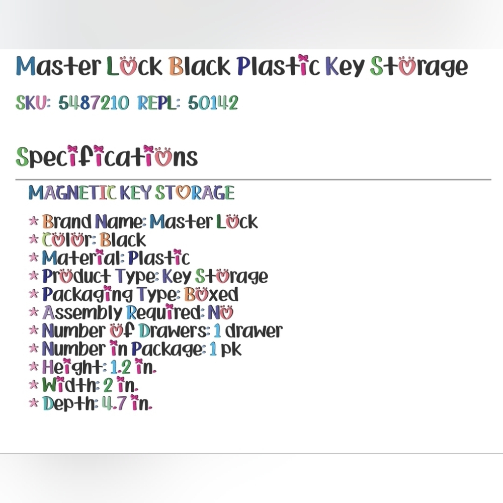Masterlock Black Plastic Key Storage - Picture 10 of 10